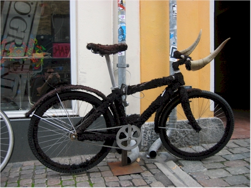 shaggy bike with horns